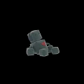 Green Plush Robot Doll with Blue Ears Red Heart on Chest and Black Eyes