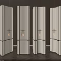 Elegant Modern White Columns with Vertical Stripes Black Accents and Wall Lamps