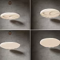Modern Multi Layered Pendant Lights With Curved Disc Design On Grey Wall 3d model