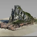 Rocky Terrain Model With Steep Cliff Formations And Green Vegetation Coverage 3d model