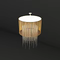 Elegant Golden Chandelier With Cylindrical Shade And Long Hanging Tassels Design