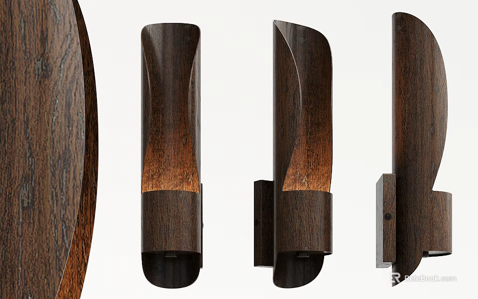 Modern Wooden Wall Sconces With Curved Design And Warm Lighting For Interior Decoration 3d model 