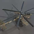 Realistic Army Military Helicopter With Camouflage Paint Rotors And Landing Gear