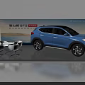 Seres SF5 Huawei Smart Selection Blue SUV Display With White Chairs And Table