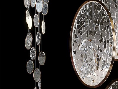 Modern Chandelier With Circular Decor Elements And Oval Mosaic Crystal Glass Design 3d model