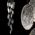 Modern Chandelier With Circular Decor Elements And Oval Mosaic Crystal Glass Design