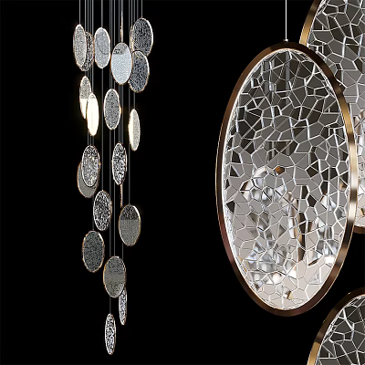 Modern Chandelier With Circular Decor Elements And Oval Mosaic Crystal Glass Design 3d model