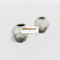 Two Blue White Speckled Ceramic Vases With Classic Decorative Design
