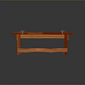 Wooden Stool With Metal Straps For Home Decor And Practical Use 3d model