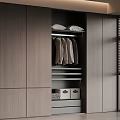 Modern Wardrobe Design With Upper Pillows Hanging Shirts Storage Boxes And Drawers 3d model