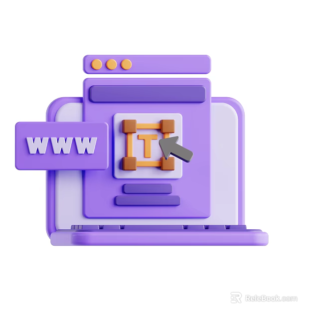 Purple Laptop Displaying Web Interface With Text Input And Cursor Pointer 3d model