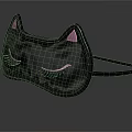 Black Cat Shaped Eye Mask With Pink Ears And Long Eyelashes Design