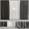 Dark Brown White and Gray Herringbone Pattern Curtains for Home Decor 3d model