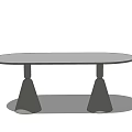 Gray Round Dining Table with Conical Legs in Modern Minimalist Style 3d model