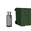 Public Facility With Green Trash Bin And Silver Ashtray For Public Spaces