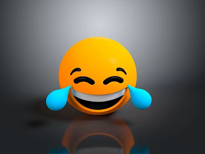 Yellow Laughing Emoji Decorative Figurine With Blue Tears For Home Desk Decoration 3d model