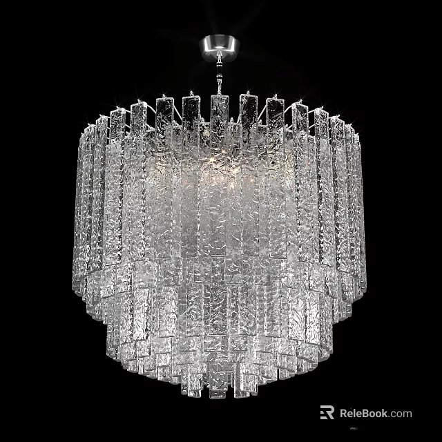 Elegant Modern Crystal Chandelier With Transparent Layered Design For Decorative Lighting 3d model 