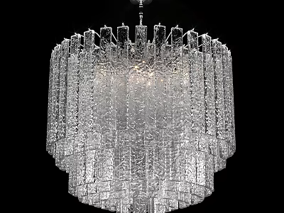 Elegant Modern Crystal Chandelier With Transparent Layered Design For Decorative Lighting 3d model