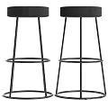 Stylish Black Bar Stools with Sturdy Metal Frame and Round Seat Design
