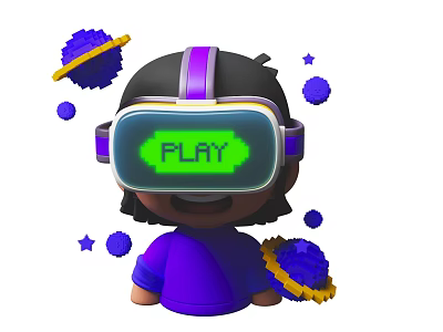 Interactive Virtual Reality Amusement Equipment With Space Themed Elements And Play 3d model