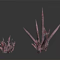 Purple Plants With Tall And Small Spiky Structures On White Background With Reflective Surfaces