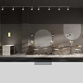 Modern Restaurant Interior Featuring Long Dining Table White Chairs Pendant Lights Arched Wall Flower Arrangements