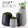 Modern Decorative Ceramic Plant Pot Set With Various Sizes And Green Plants