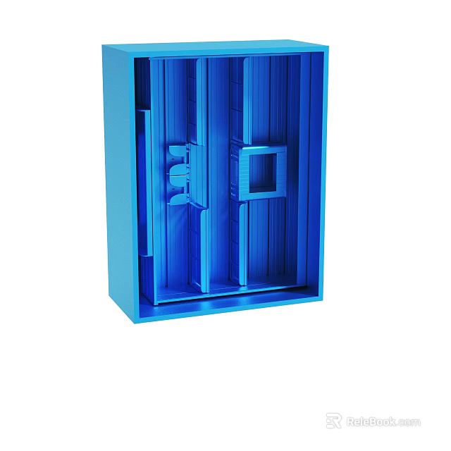 Blue Plastic Mold With Rectangular Slots And Industrial Design Features 3d model 