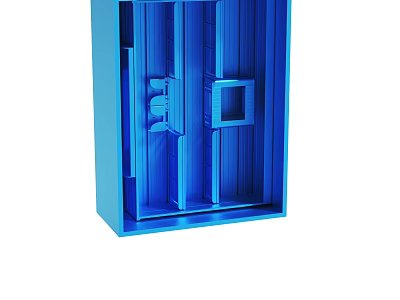 Blue Plastic Mold With Rectangular Slots And Industrial Design Features 3d model