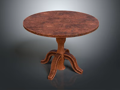 Round Brown Wooden Table With Pedestal Base And Curved Legs Design 3d model