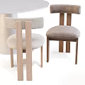 Elegant Modern Dining Table Set With Round Top And Wooden Upholstered Chairs 3d model