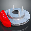 High Performance Automotive Brake Disc With Red Pad STOP Lettering And Silver Bolts
