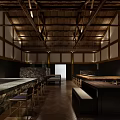 Modern Conference Room Interior With Wooden Ceiling Long Tables And Chairs