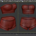 Stylish Burgundy Strapless Crop Tops With White Lace Trim And High Waisted Shorts