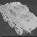White Wheeled Armored Tank 3D Model With Multiple Wheels Roof Turret And Reflective Surface