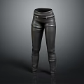 Black Leather Pants With High Waist And Zipper Detail Slim Fit Design