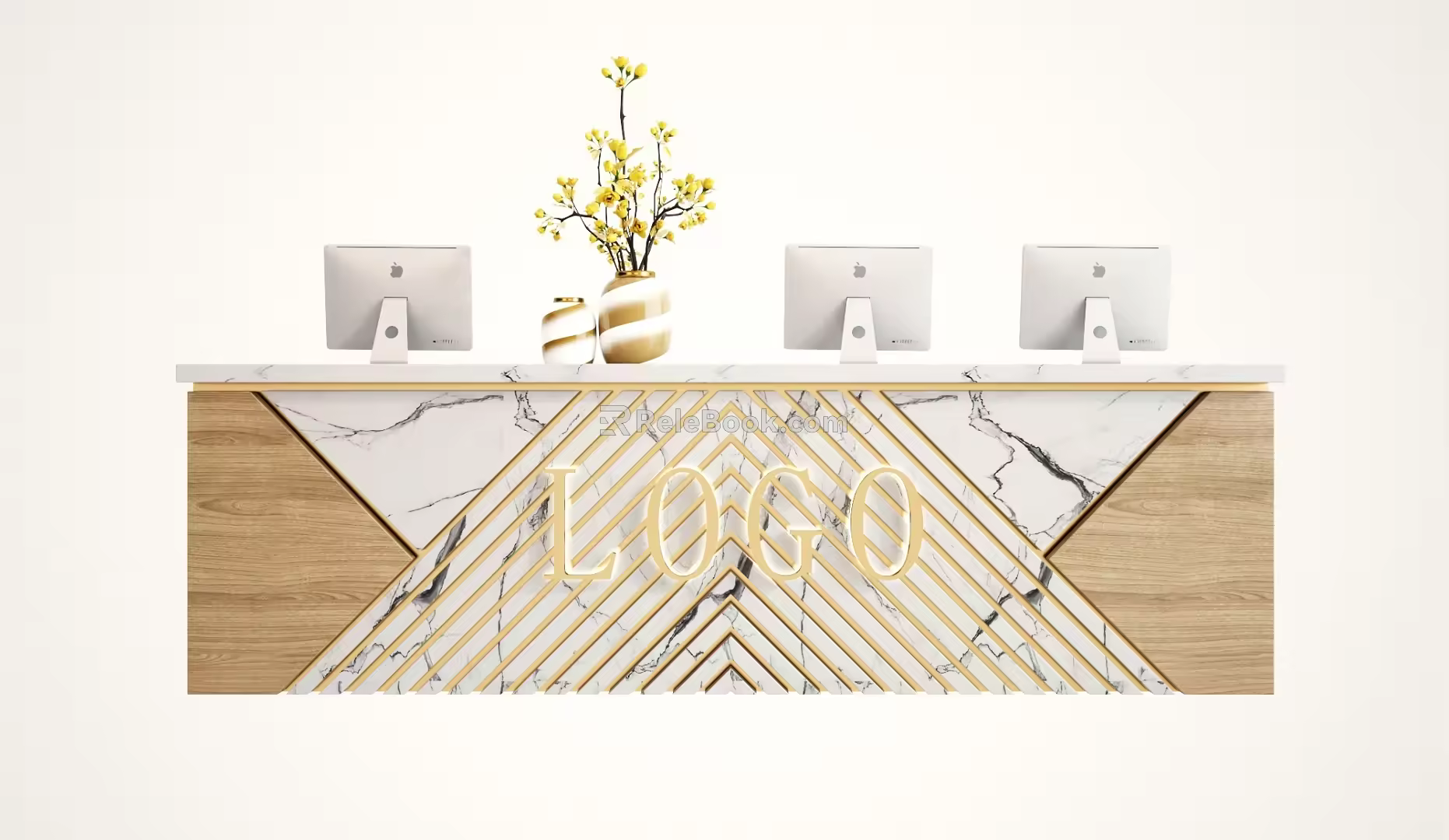 Modern reception desk front desk 3d model