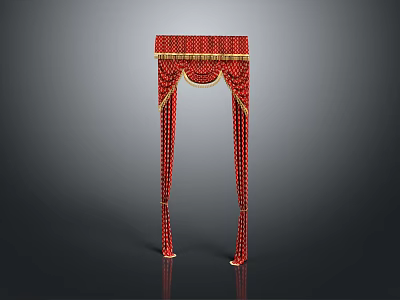 Red Decorative Archway With Gold Embellishments And Hanging Tassel Details 3d model