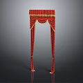 Red Decorative Archway With Gold Embellishments And Hanging Tassel Details