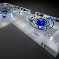 Digital Government Command Center Featuring Large Screens Data Visualization And Blue Lighting