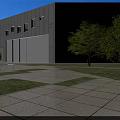 Aerial Planning of Modern Large Public Building With River Greenery Roads and Parking Area