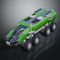 Green Off Road Vehicle With Multiple Large Wheels And Unique Design Structure 3d model