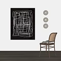 Modern Abstract Wall Art With Geometric Lines In Minimalist Interior 3d model