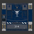 Blue Industrial Gate With Yellow Stripes Number 24 77 Logo And Control Panel