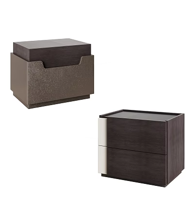 Two Modern Bedside Tables With Drawers And Glass Top Design Features 3d model
