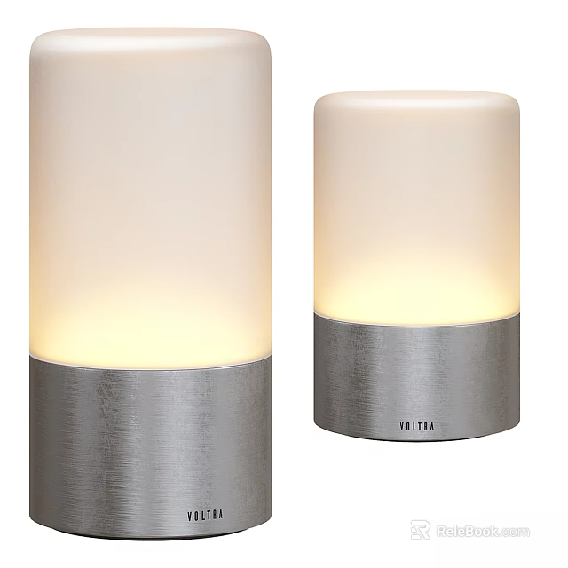Modern Table Lamp With White Cylindrical Lampshade And Silver Metal Base 3d model 