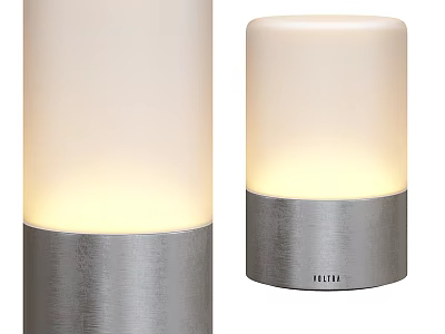 Modern Table Lamp With White Cylindrical Lampshade And Silver Metal Base 3d model