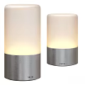 Modern Table Lamp With White Cylindrical Lampshade And Silver Metal Base