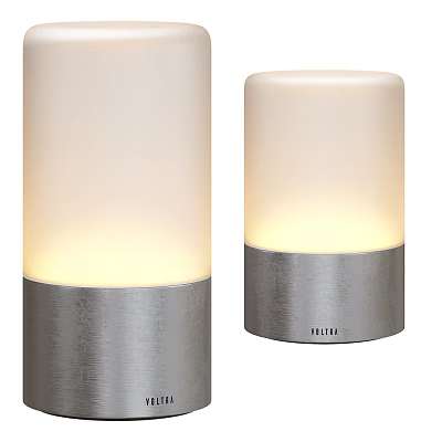 Modern Table Lamp With White Cylindrical Lampshade And Silver Metal Base 3d model