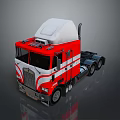 Red and White Semi Truck With Shiny Exterior And Modern Cab Design